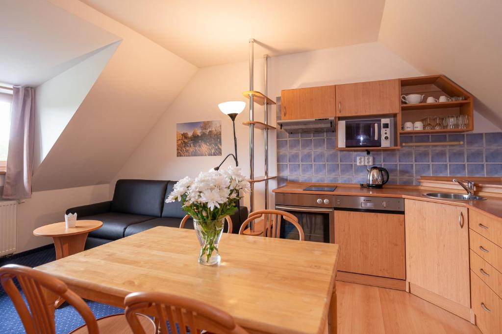 Kuchyň nebo kuchyňský kout v ubytování Apartmány Engadin