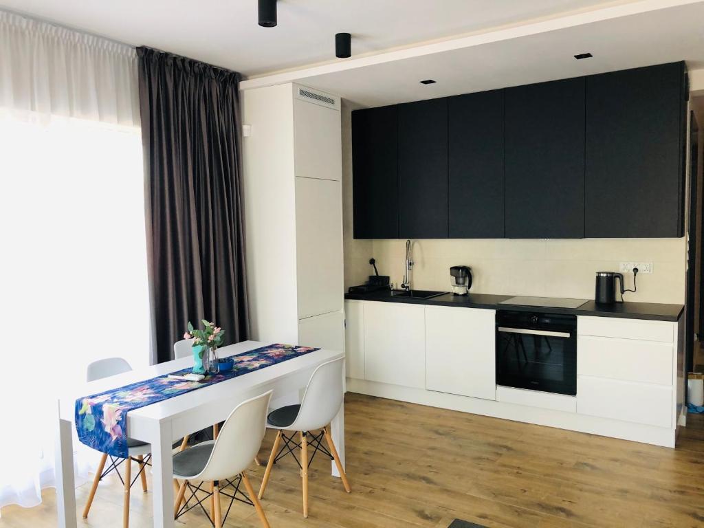 Kuchyňa alebo kuchynka v ubytovaní DOBRY MOMENT - apartament Giżycko