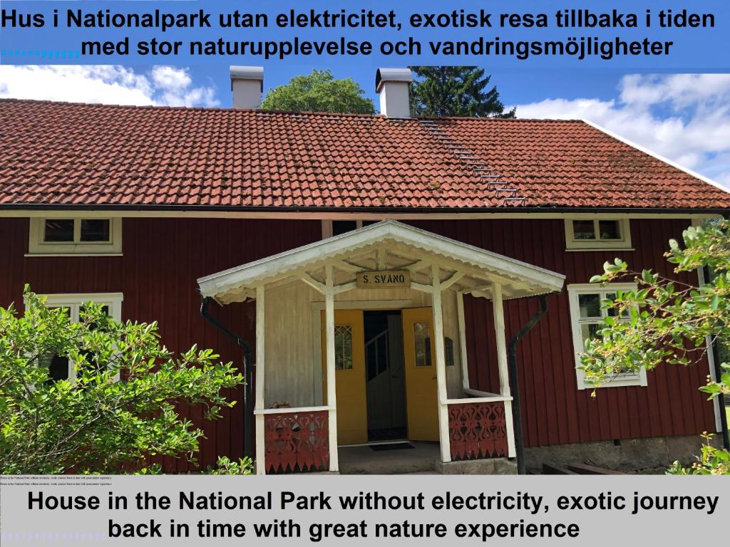 Una casa en el parque nacional sin un viaje en yate eléctrico en el tiempo con gran en Vandrarhem Svänö, en Hillerstorp