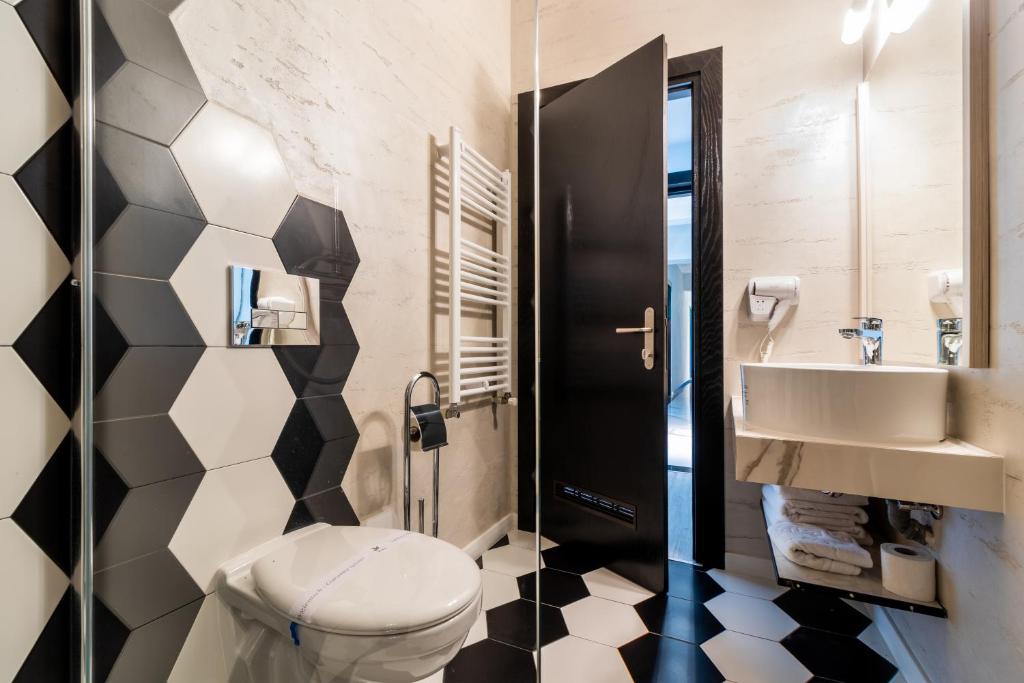 Koupelna v ubytování Hotel Bulevard