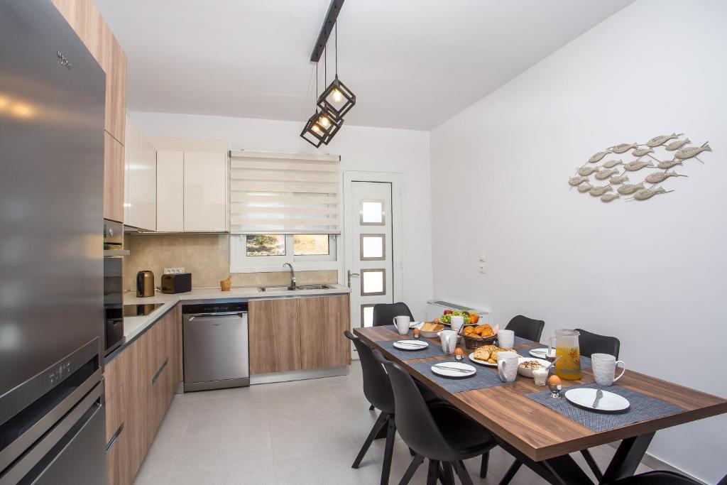 Kuchyň nebo kuchyňský kout v ubytování Kalathos Sea View House