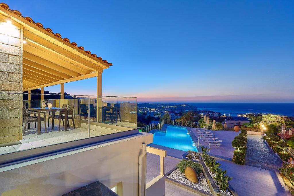 a villa with a view of the ocean at Keramos Villa & Apartments in Agia Pelagia