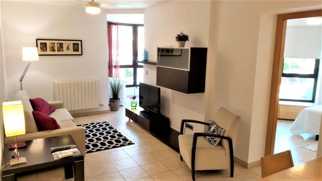TV a/nebo společenská místnost v ubytování Sierco Apartamentos Ainsa