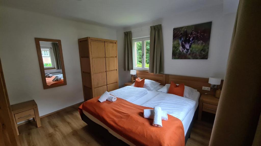 Postel nebo postele na pokoji v ubytování AmThumersbach