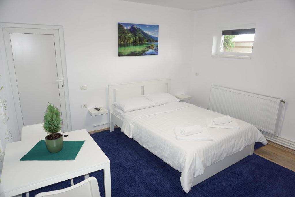 Ένα ή περισσότερα κρεβάτια σε δωμάτιο στο Casuta Bradulet - Aeroport Otopeni & Therme