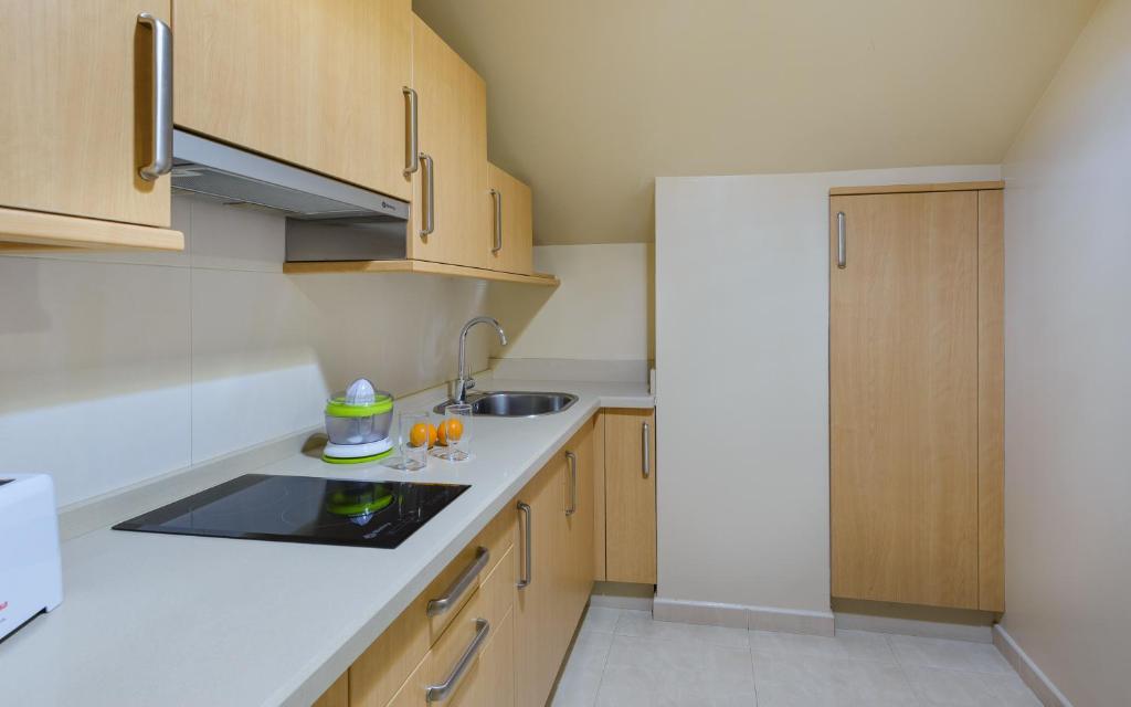 A kitchen or kitchenette at Apartamentos Trisquel