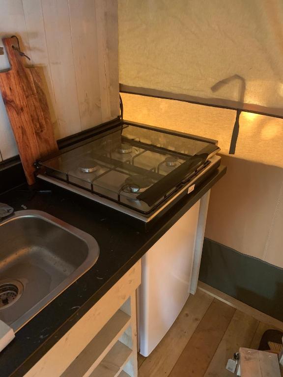 Kuchyň nebo kuchyňský kout v ubytování Glamping Wolfskuilen