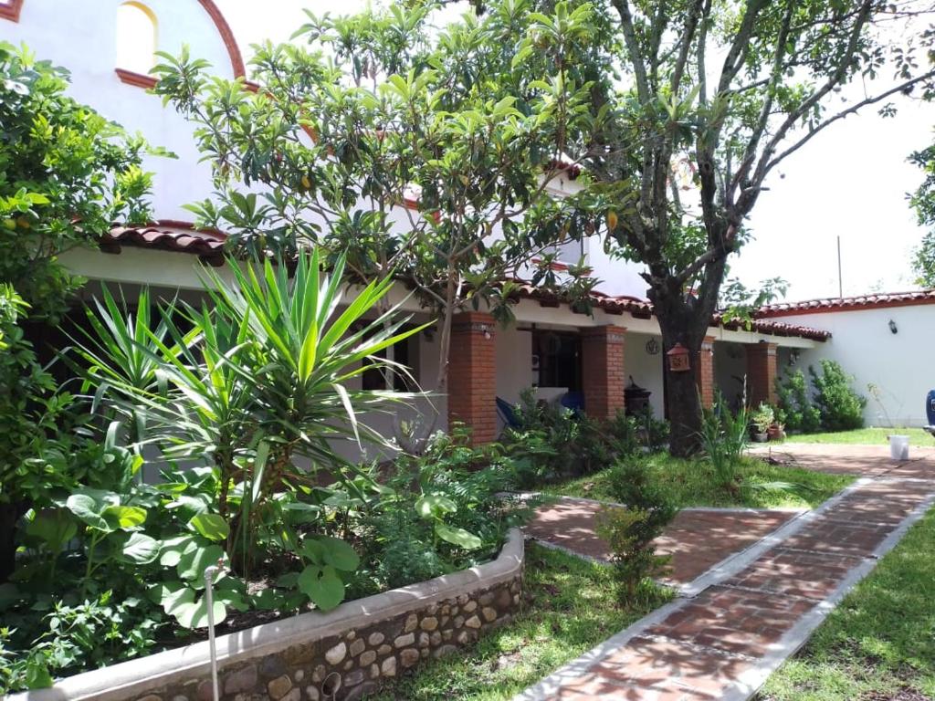 un jardín frente a una casa en Andivi en la ruta dominica, en Yanhuitlán