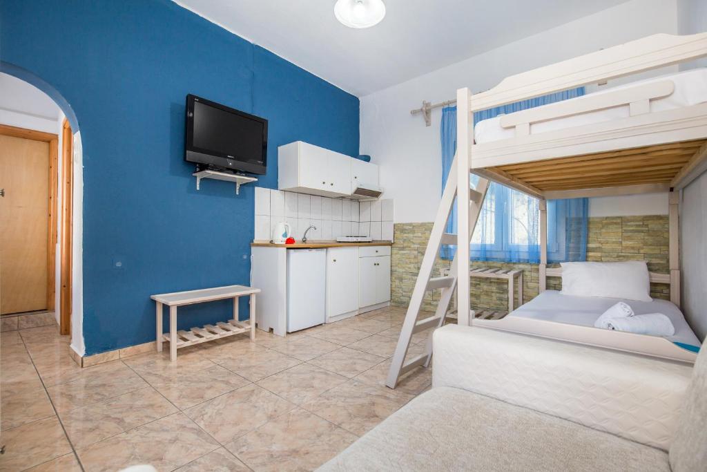 Postel nebo postele na pokoji v ubytování Green Velvet Thassos