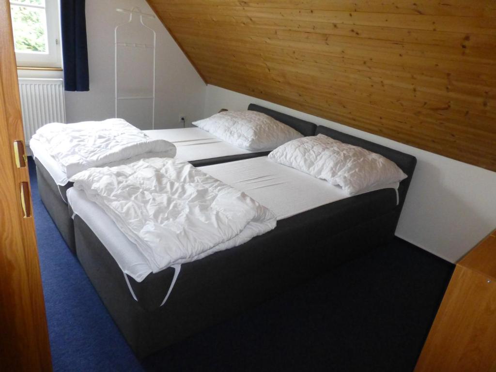 Postel nebo postele na pokoji v ubytování vila krkonoše