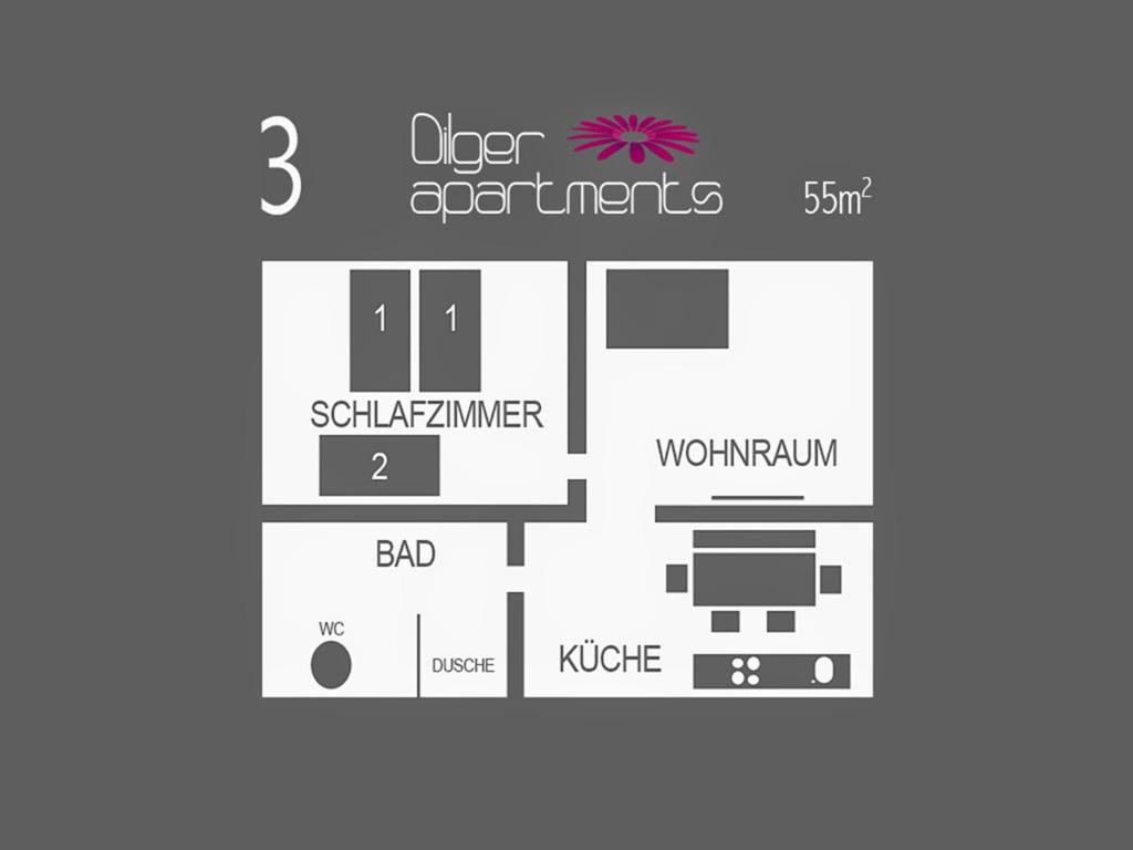 Půdorys ubytování Dilger Apartments