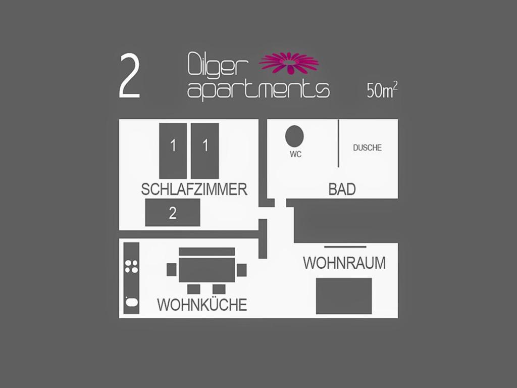 Půdorys ubytování Dilger Apartments