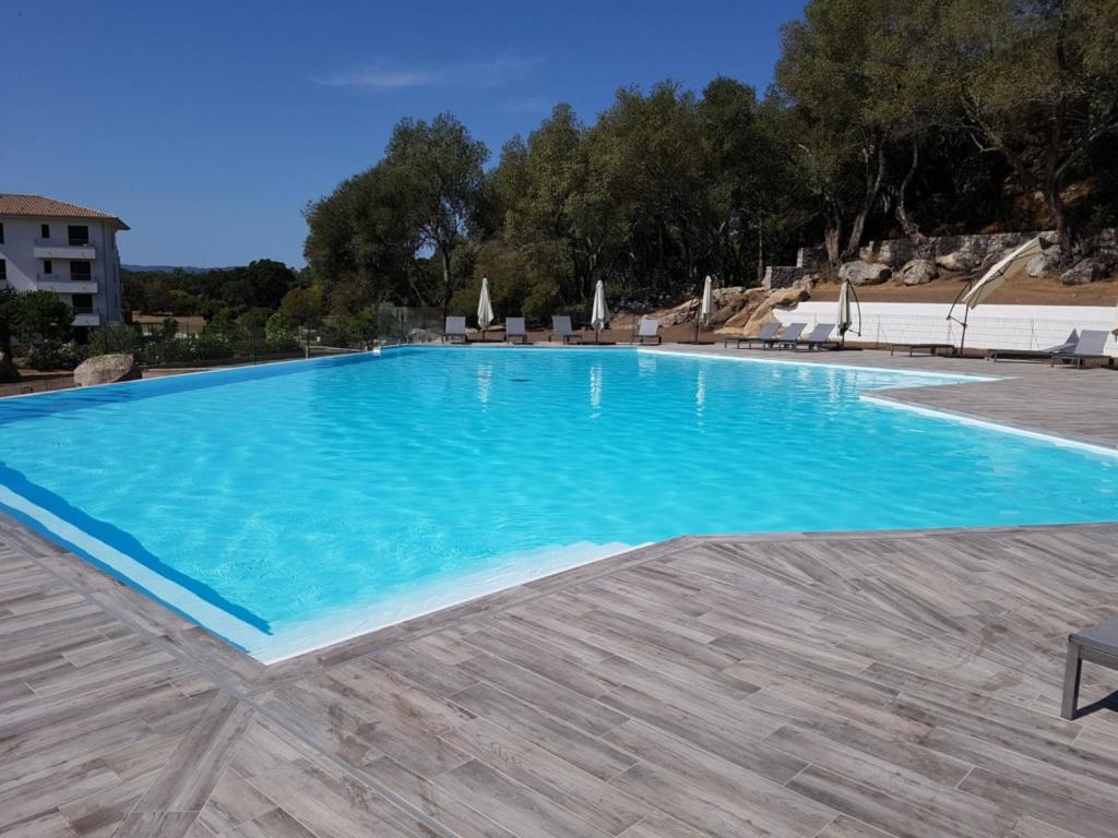 une grande piscine avec de l'eau bleue dans l'établissement Résidence Standing Domaine d Arca, à Porto-Vecchio