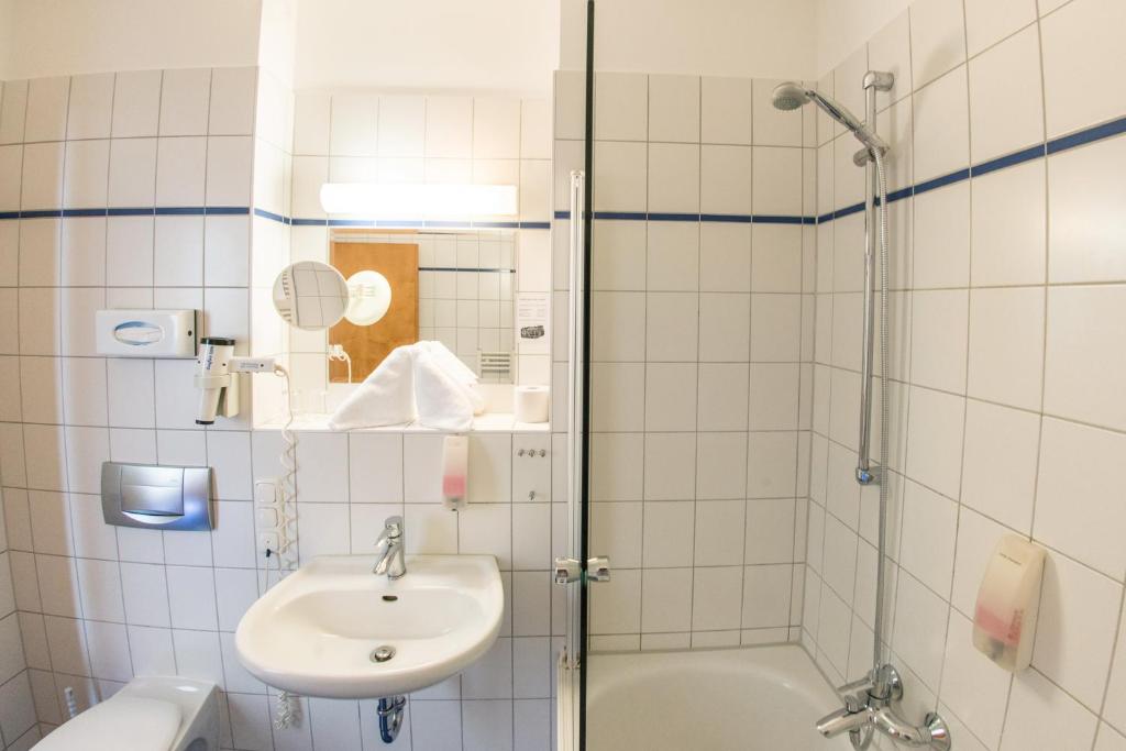 Koupelna v ubytování Glockenhof