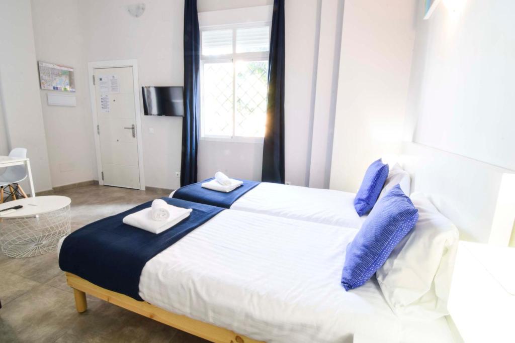 Posteľ alebo postele v izbe v ubytovaní Apartamentos CENTRO SALECIANOS