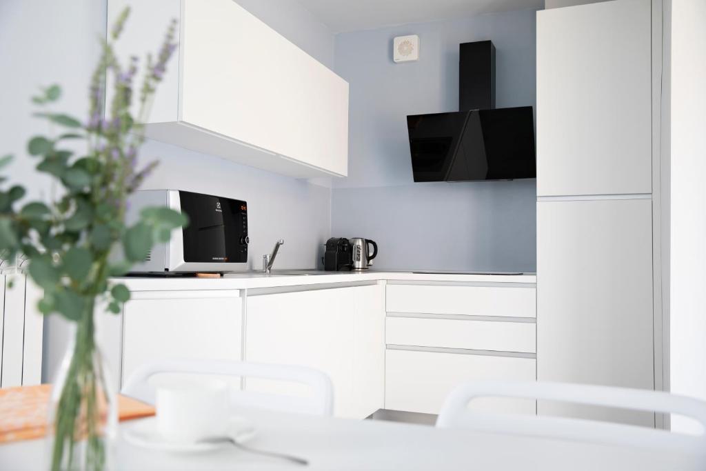 A kitchen or kitchenette at CHARMING MOMENT di Villa Porta - Residenza Porto Vecchio