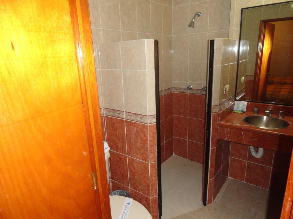 Koupelna v ubytování Hotel Plaza Crystal