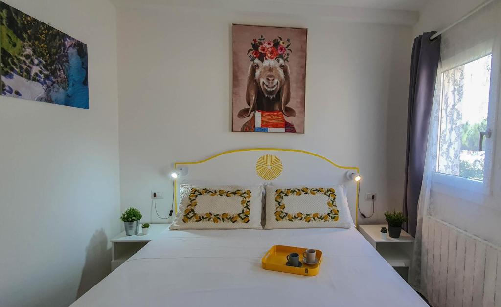オルビアにあるB&B Biddanoaのベッドルーム1室(黄色いボックス付きのベッド1台付)