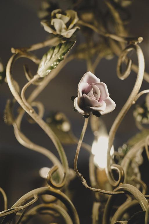 a vase with pink roses on it at Il Giardino Segreto Arona, Charming Apartments in Arona