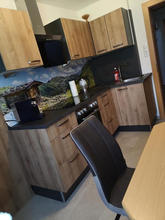 Kuchyň nebo kuchyňský kout v ubytování Gästehaus Luxner