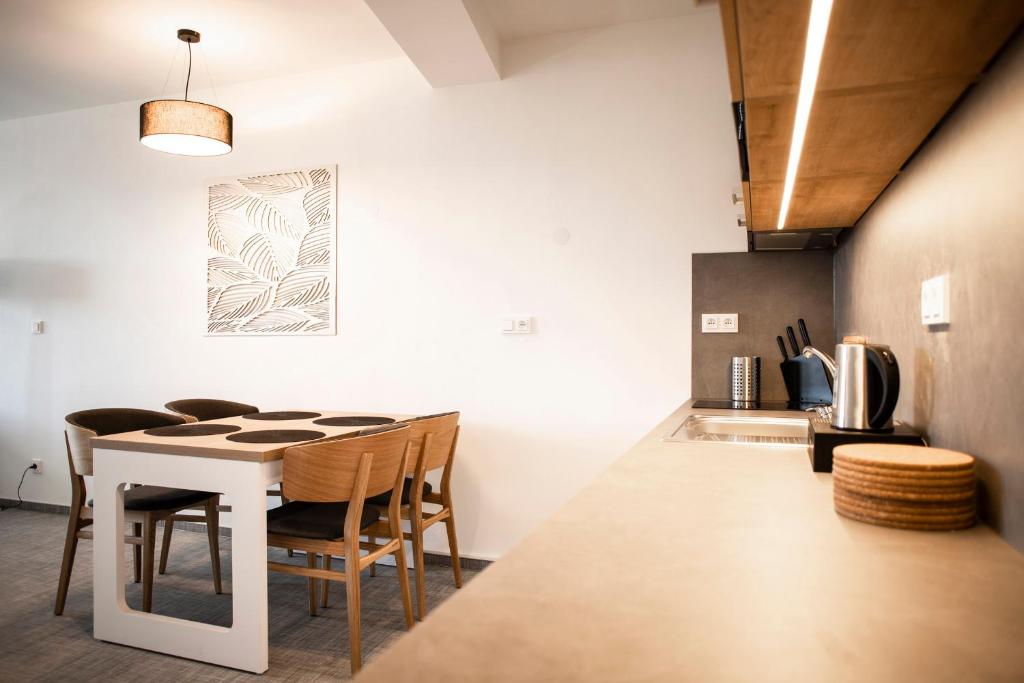 Kuchyň nebo kuchyňský kout v ubytování Apartmány Koflík