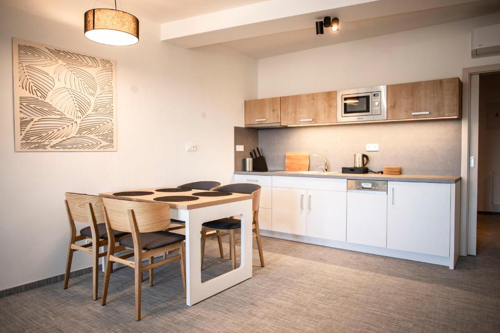 Kuchyň nebo kuchyňský kout v ubytování Apartmány Koflík