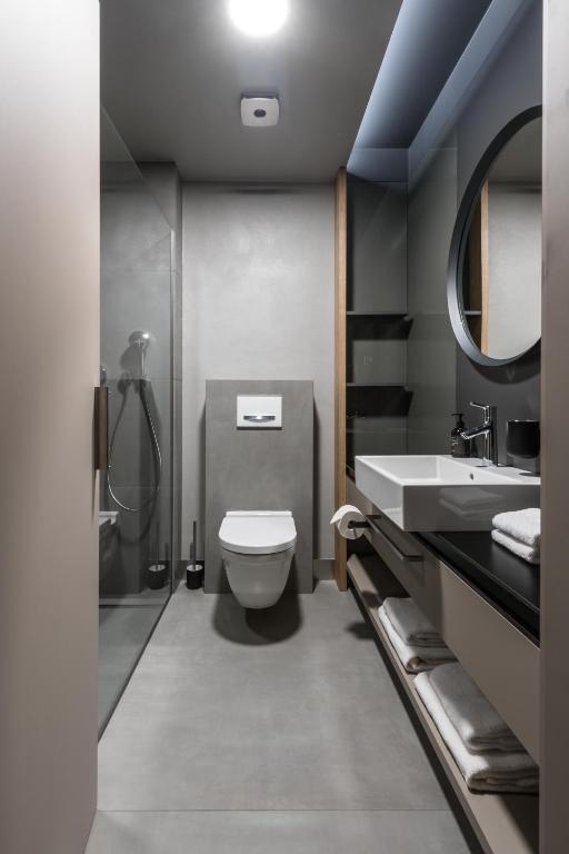 Koupelna v ubytování Boutique Hotel Vinařství Škrobák