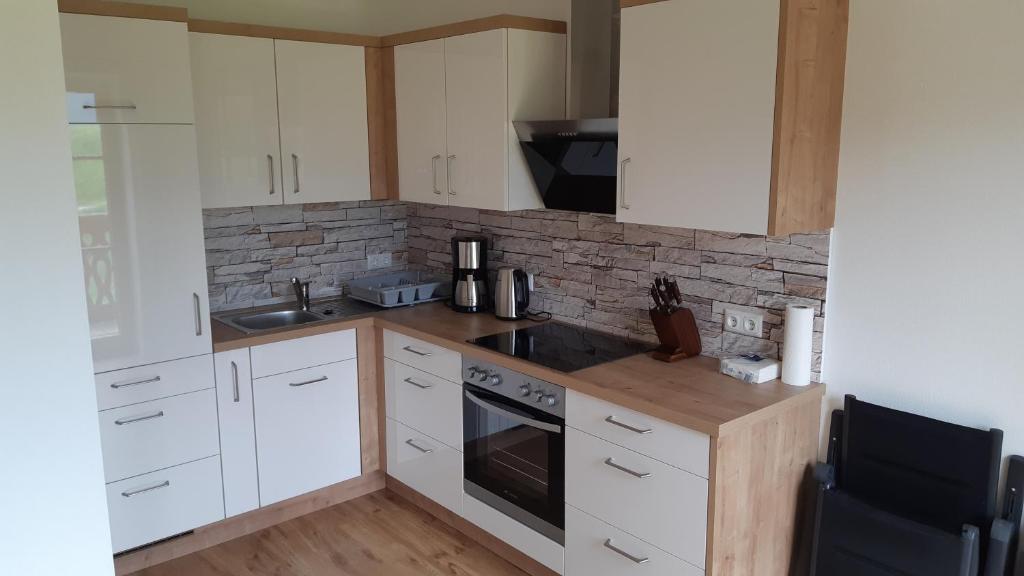 Kuchyň nebo kuchyňský kout v ubytování Landhaus Wolfgang