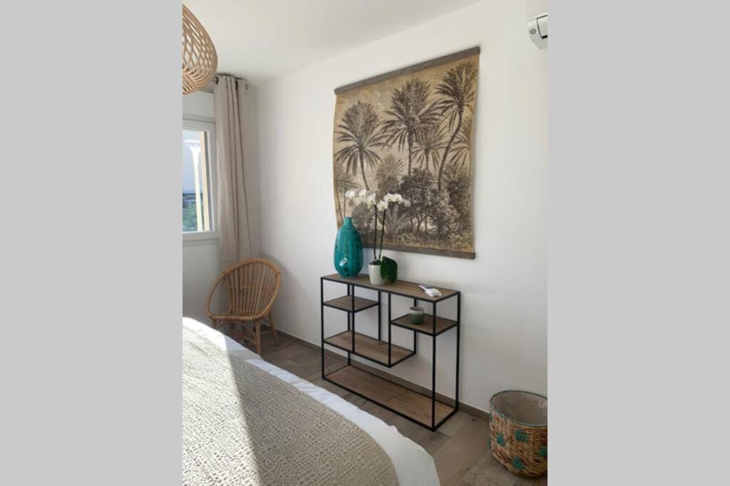Postel nebo postele na pokoji v ubytování Appartement neuf sur Plage de Calvi Vue Mer