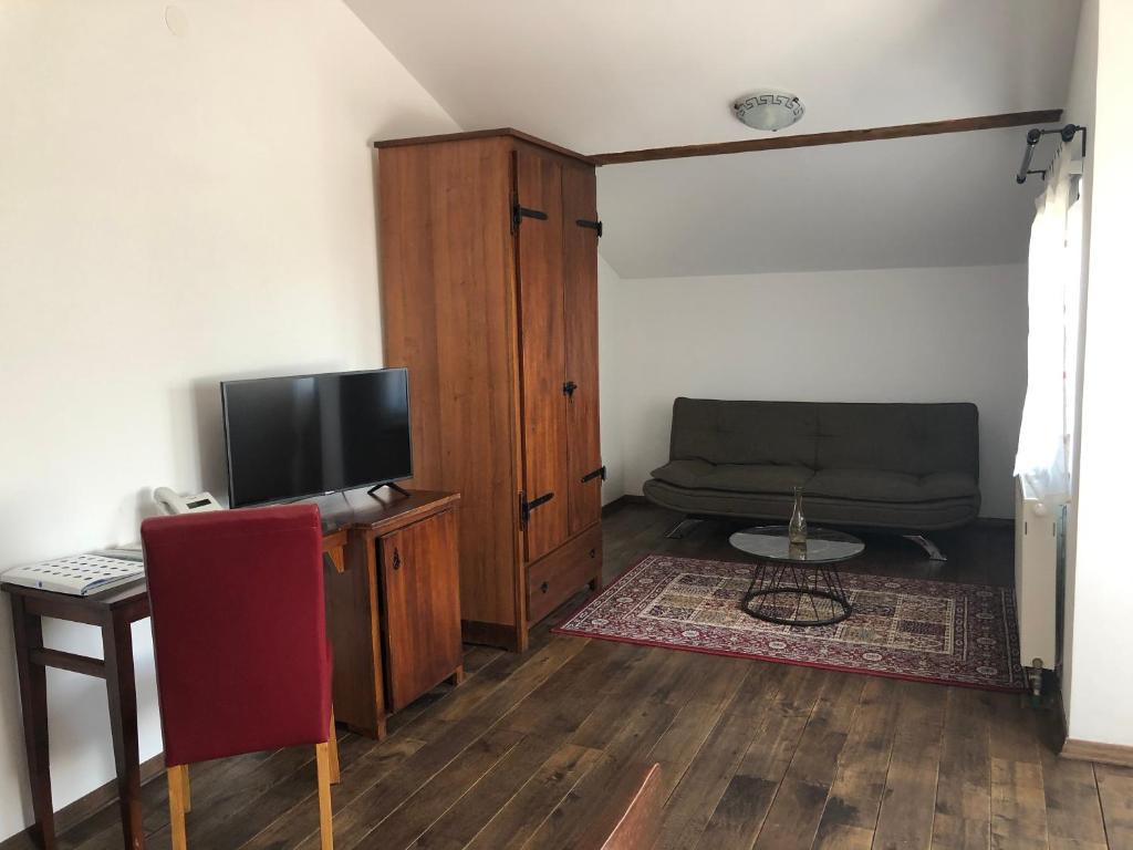 TV a/nebo společenská místnost v ubytování Hotel Lug