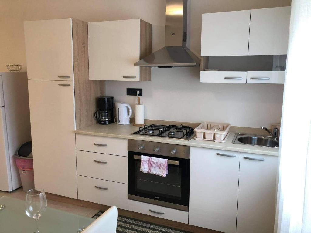 Kuchyň nebo kuchyňský kout v ubytování Apartmani Đokić