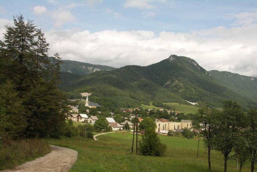 a winding road in a valley with mountains in the background at Guest house Jana in Muráň