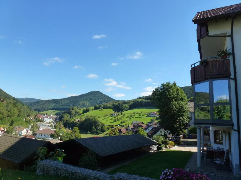 a house with a view of a green valley at Ferienwohnung Schwarzwaldsteig in Bad Peterstal-Griesbach
