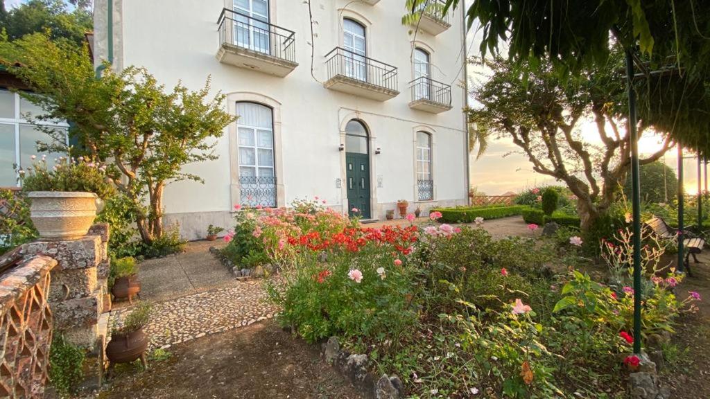 una casa blanca con un jardín delante de ella en Altíssima Guesthouse Penacova, en Penacova