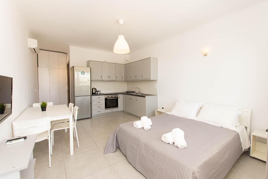 Kuchyň nebo kuchyňský kout v ubytování Lofos Apartments