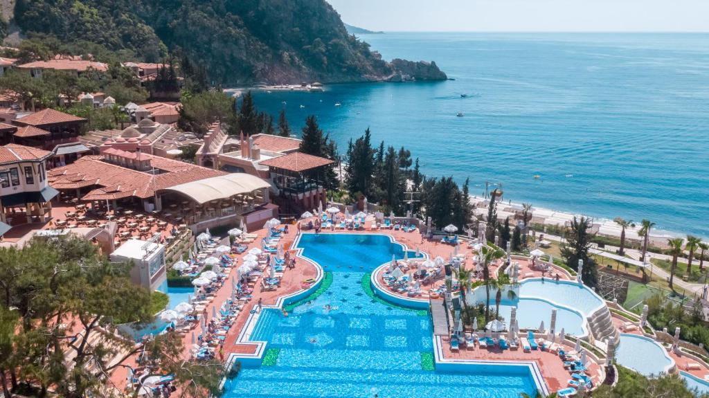 an aerial view of a resort with a swimming pool at Liberty Lykia in Oludeniz