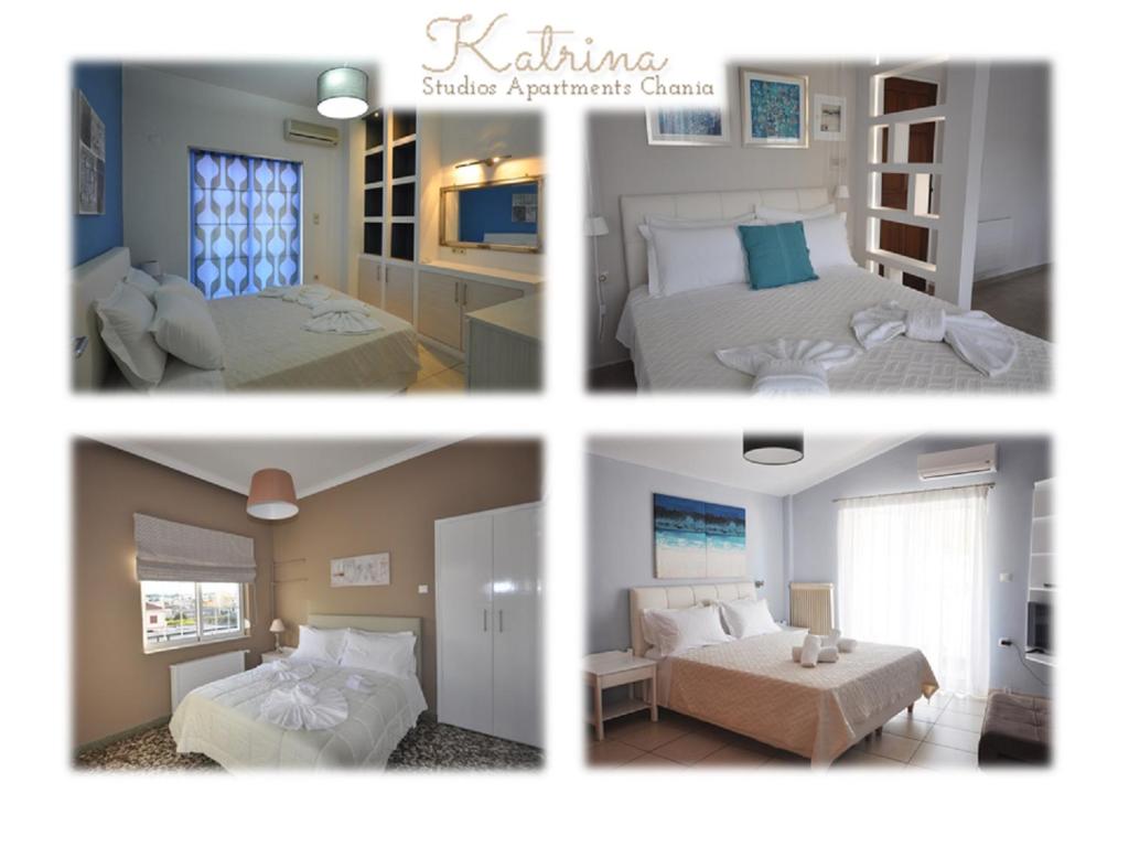 Apartments Chania في مدينة خانيا: ملصق بأربع صور لغرفة نوم