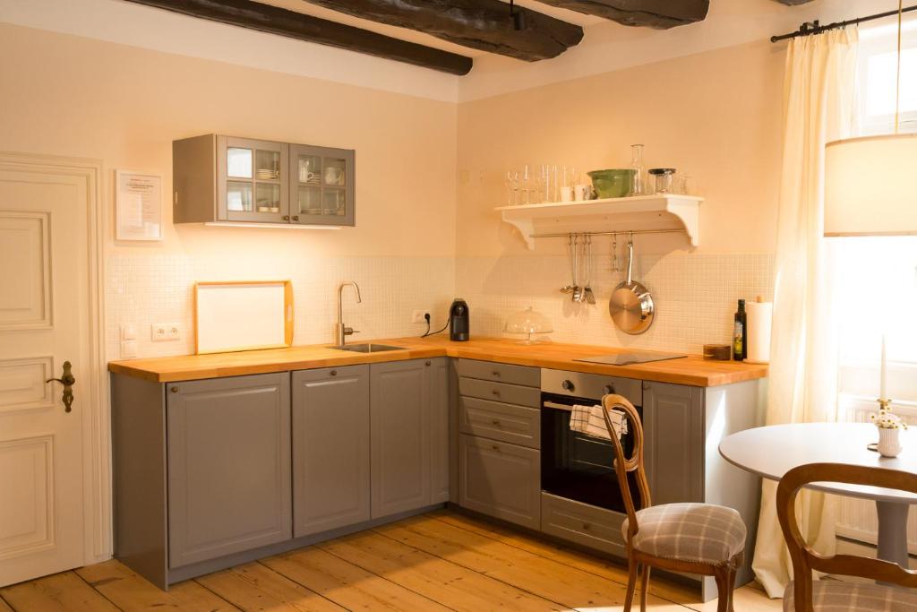 Kuchyň nebo kuchyňský kout v ubytování Renaissancehof Wieser Wachau