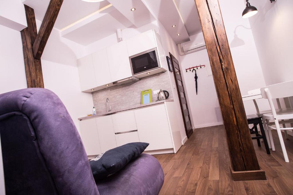 Kuchyň nebo kuchyňský kout v ubytování Mirror Apartments