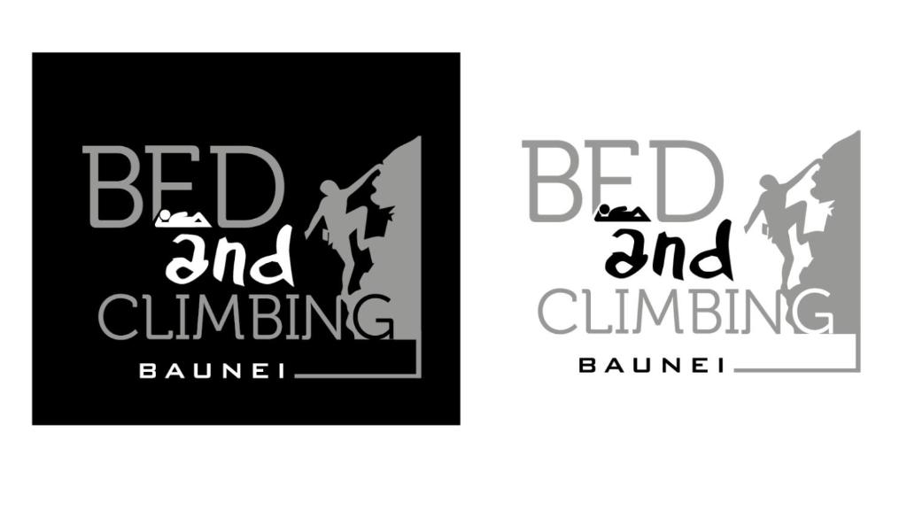 a logo for a bed and climbing banner at bedandclimbing in Baunei