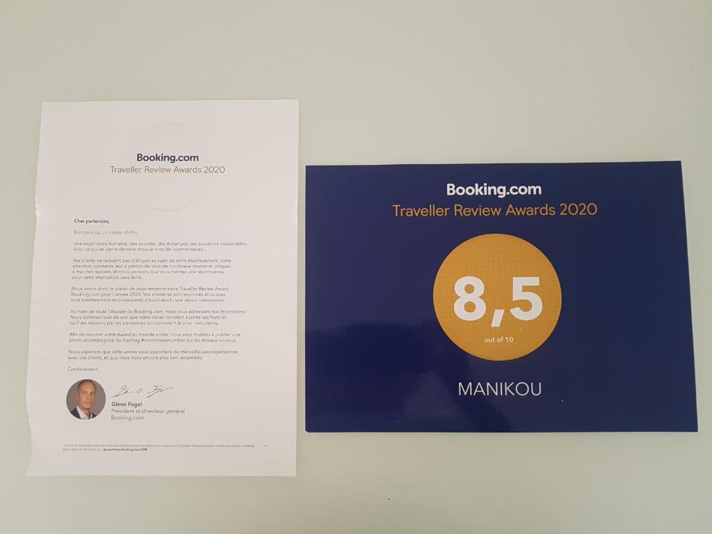 Certifikát, hodnocení, plakát nebo jiný dokument vystavený v ubytování MANIKOU
