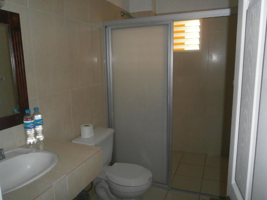 Koupelna v ubytování Hotel Anber