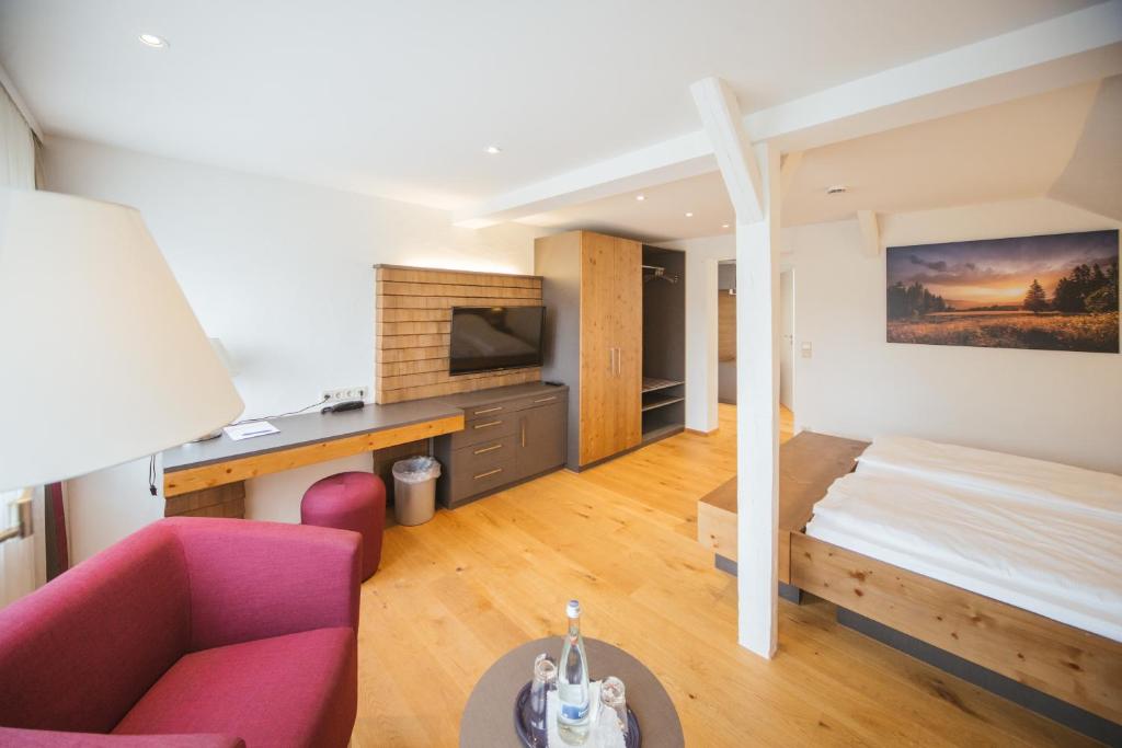 TV a/nebo společenská místnost v ubytování Hotel Waldeck mit Restaurant "Florian'S"