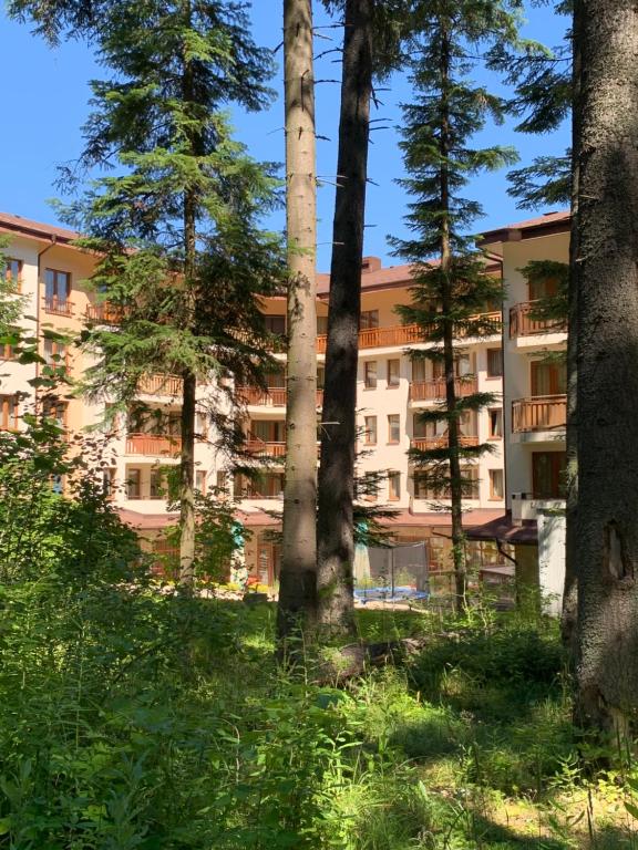 an apartment building in a forest of trees at Studios -Villa Park SV in Borovets