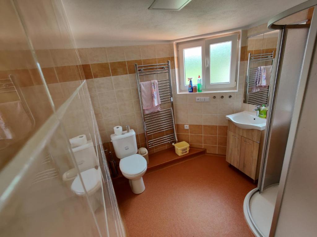 Koupelna v ubytování Apartmány Knížkovi