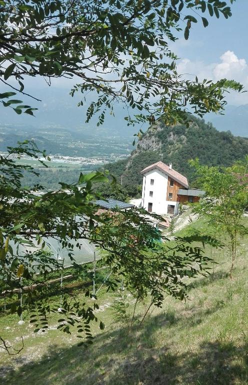a house on top of a hill next to the water at Agriturismo Saettà in Lentiai