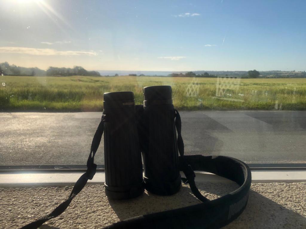 a group of backpacks sitting on a window sill at Samsted in Middelfart