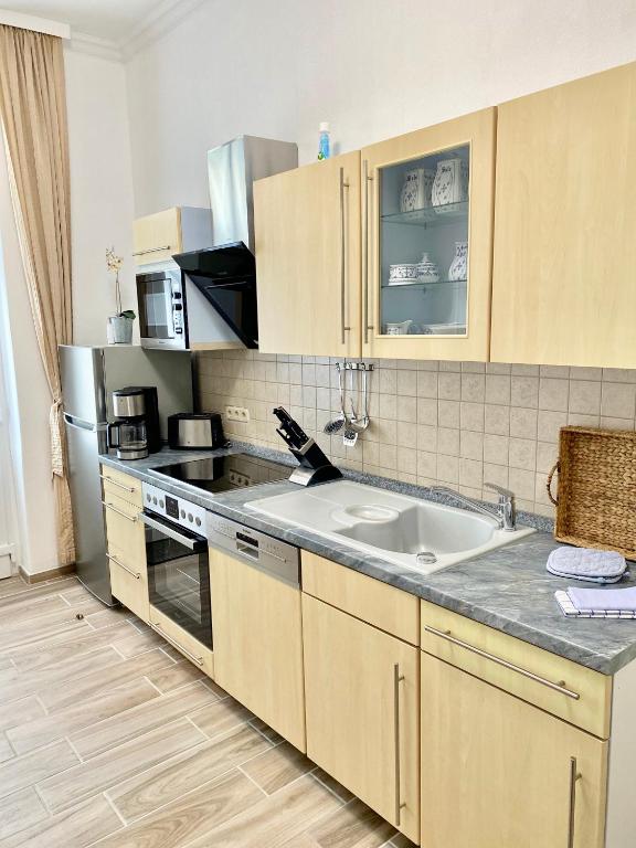 Kuchyň nebo kuchyňský kout v ubytování Villa Bergfried