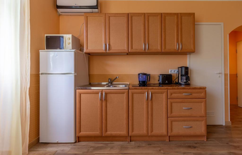 Kuchyň nebo kuchyňský kout v ubytování Fortuna Apartments