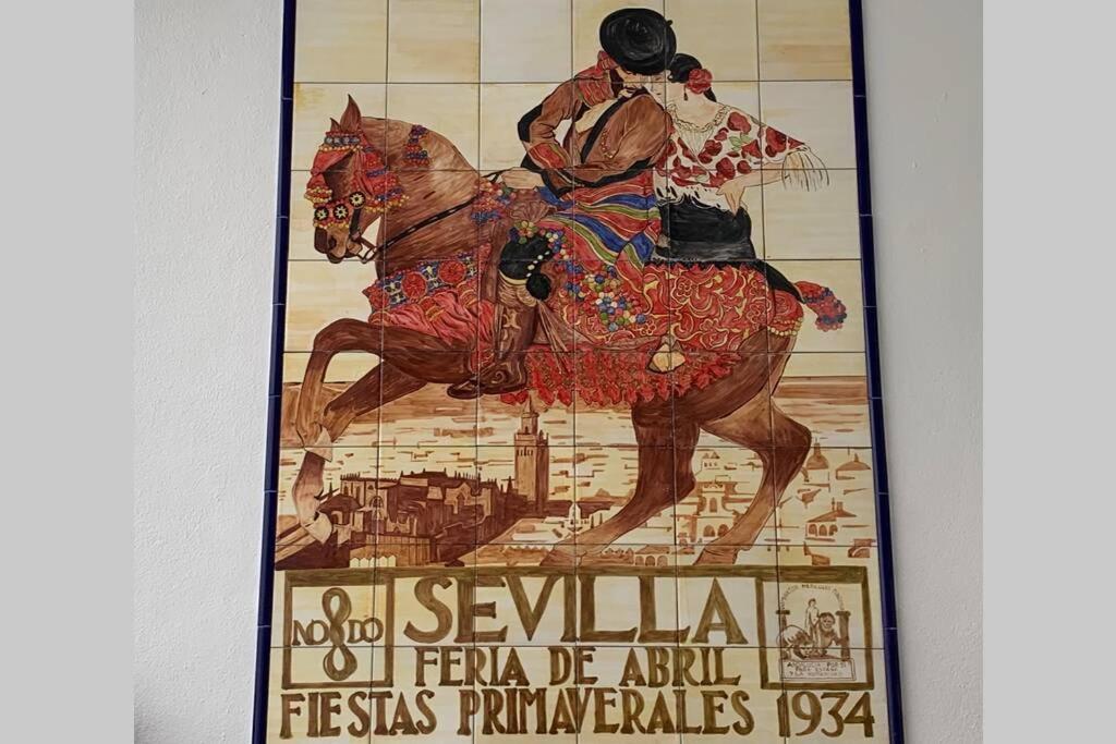un póster de un hombre montando a caballo en Feria de Abril 1934 by Valcambre, en Sevilla